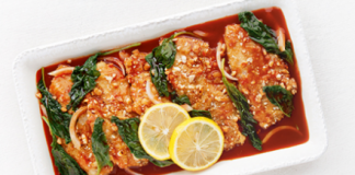 Cashew Crusted Fish With Sautéed Spinach